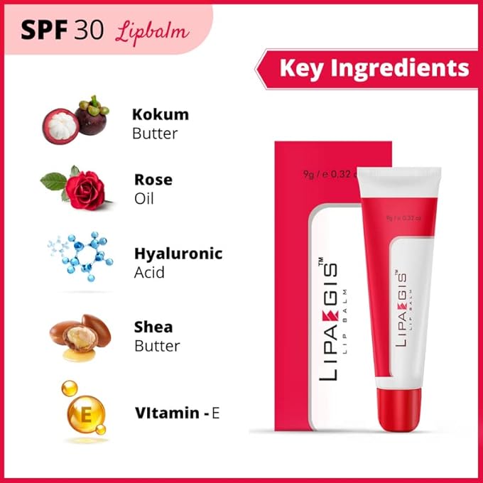 rayihni LIP BALM WITH SPF 30 FOR MEN AND WOMEN, 9GM | DARK TO LIGHT, DRY, CRACKED LIPS | WITH ROSE OIL, VITAMIN E, KOKUM AND SHEA BUTTER | FOR PIGMENTATION CARE, SUN DAMAGE, MOISTURIZED & SOFT LIPS - Image 3